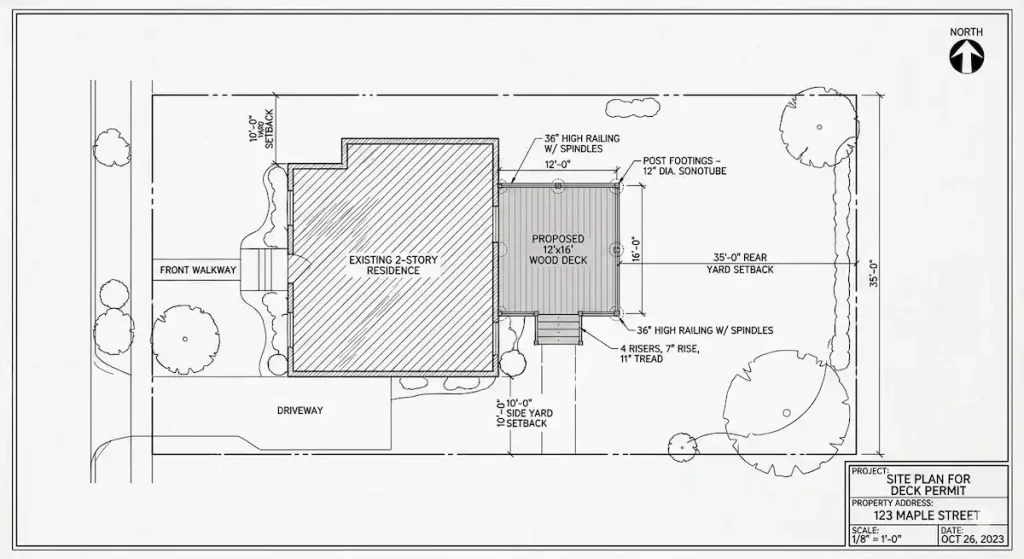 Site plan sheet prepared for a revised permit submittal