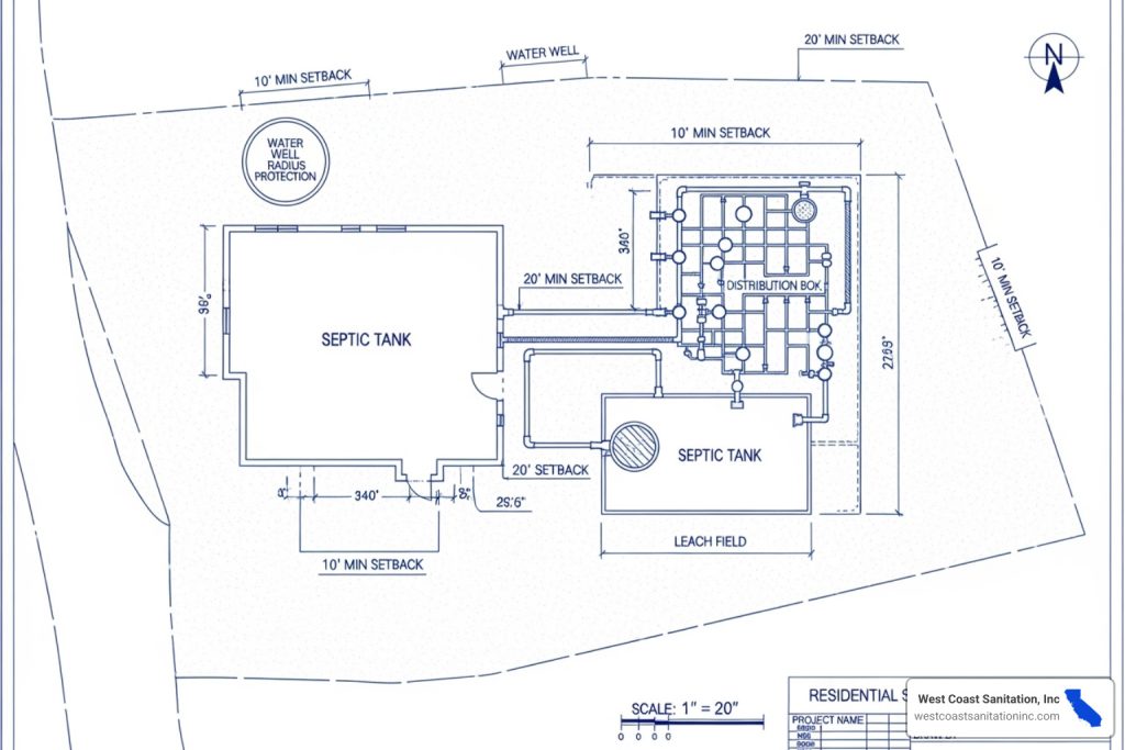 Site plan layout drawing with building footprint and property lines