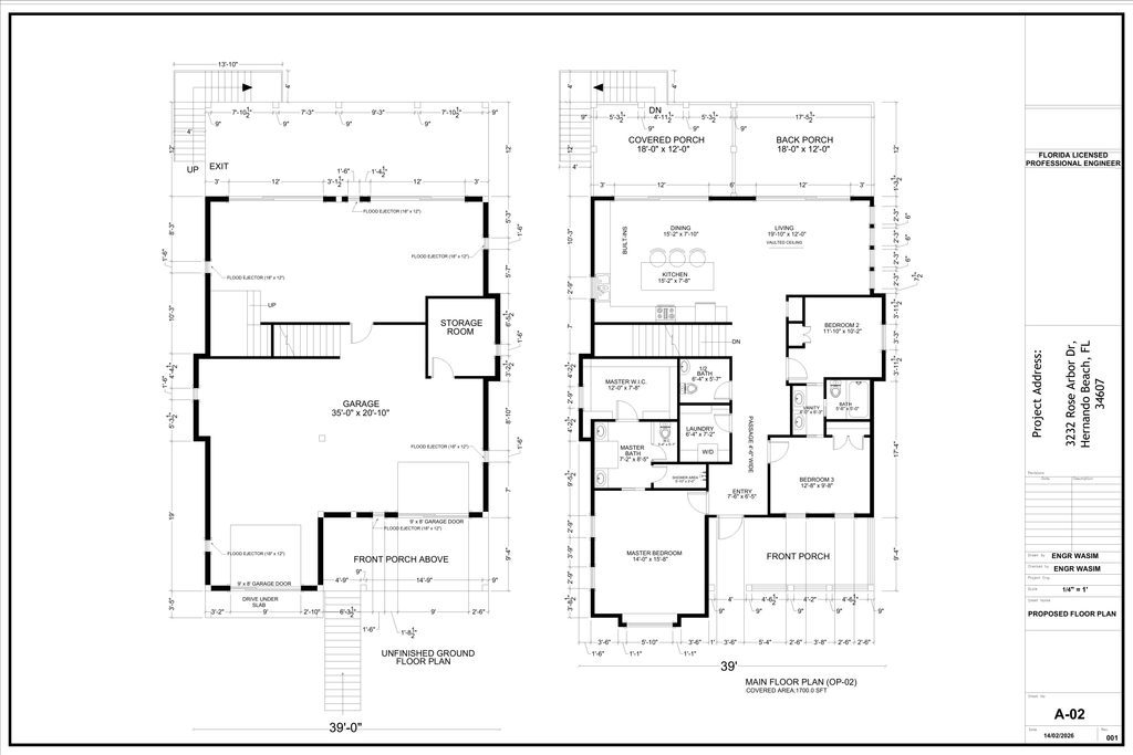 Floor plan sheet prepared for a commercial permit package