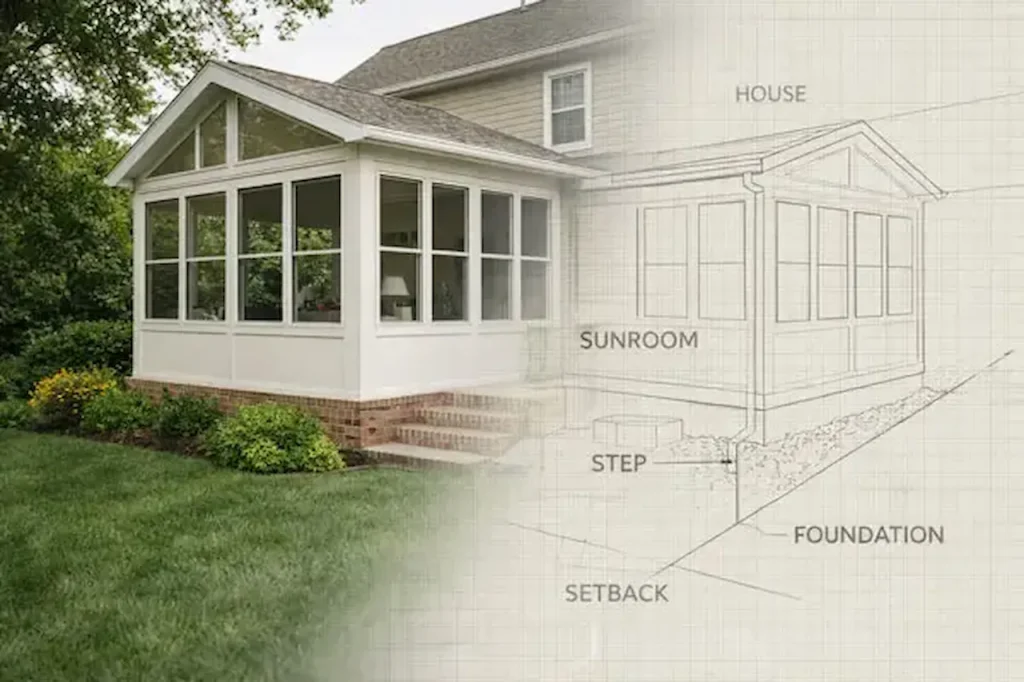 Covered porch elevation sketch prepared for a permit drawing set