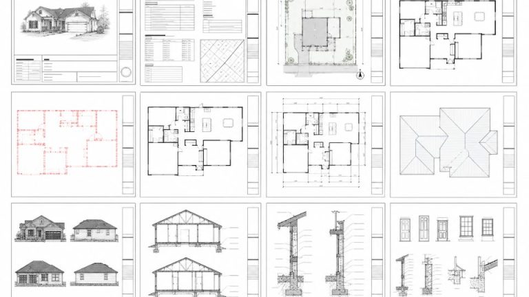 Architectural floor plans and elevations for a Georgia permit drawing set