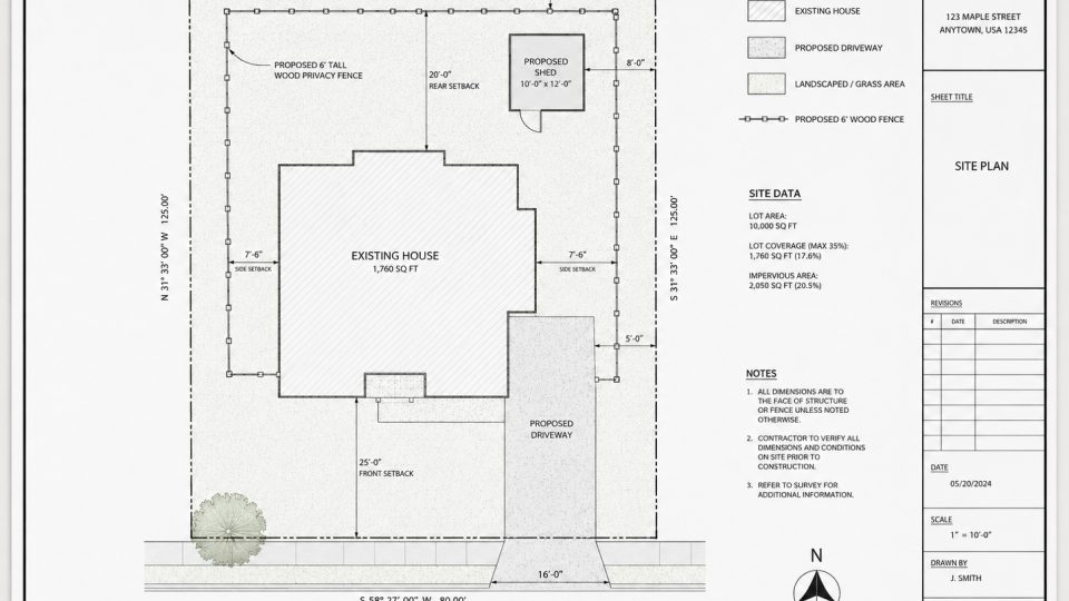 Georgia property site plan and permit drawing example