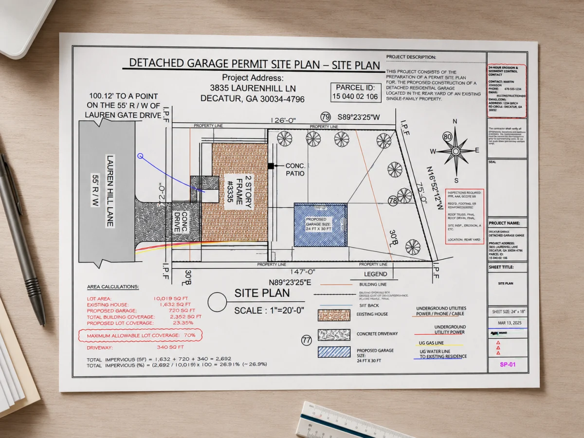 Existing example of a residential site plan from Georgia Site Plans